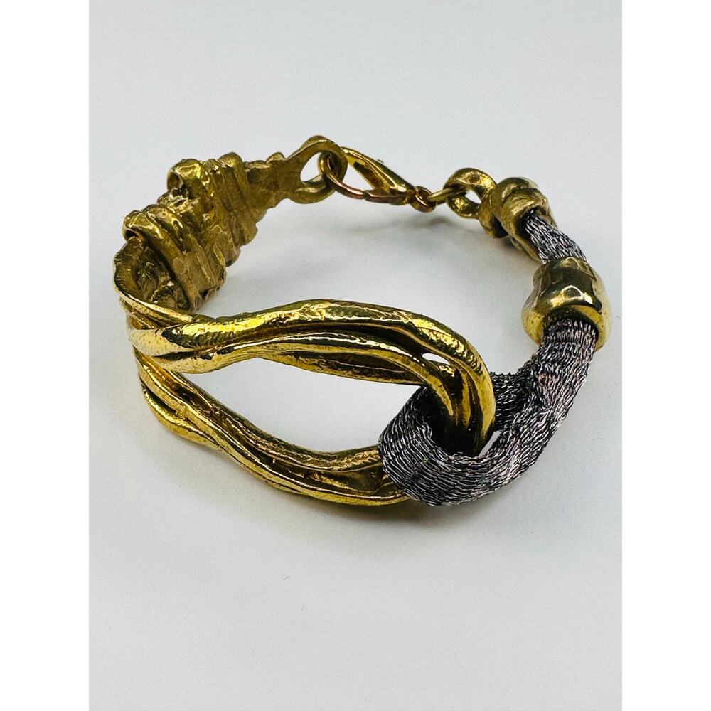 Unique Goldtone Silvertone Brutalist Modern Bracelet